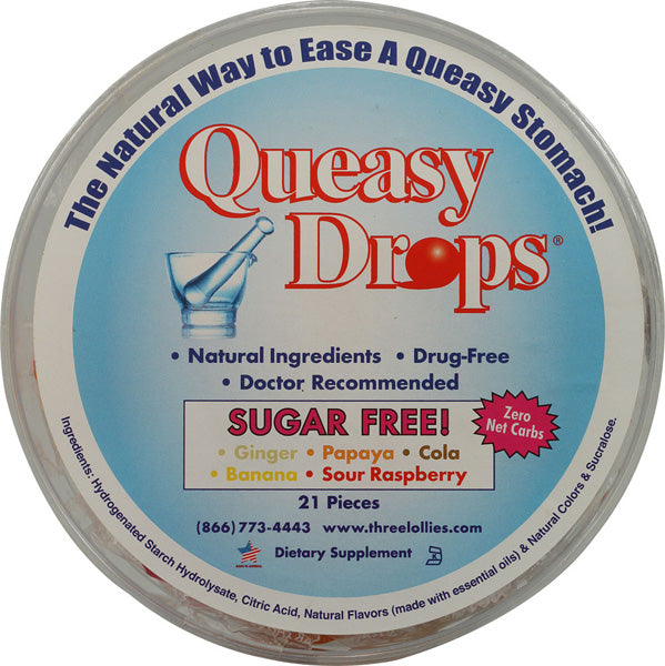 THREE LOLLIES - Queasy Drops Sugar Free - 21 Pieces