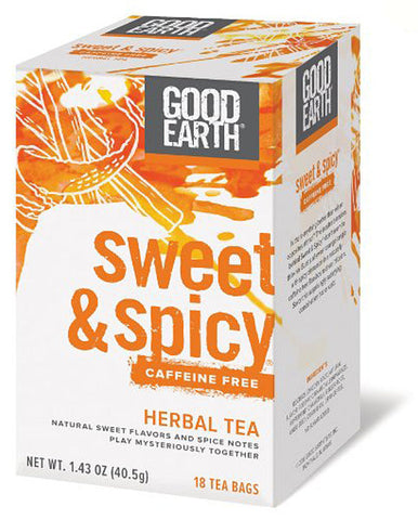 GOOD EARTH - Original Sweet and Spicy Herbal Tea Caffeine Free - 18 Tea Bags