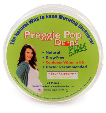 THREE LOLLIES - Preggie Pop Drops Plus with Vitamin B6 - 21 Pieces