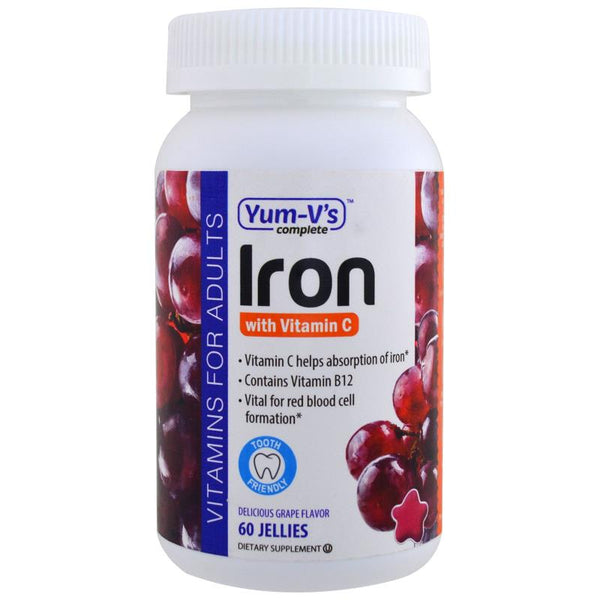 YUM V'S - Iron with Vitamin C Jellies, Grape - 60 Jellies