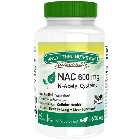 HEALTH THRU NUTRITION - NAC 600mg N-Acetyl Cysteine - 60 Vegetarian Capsules