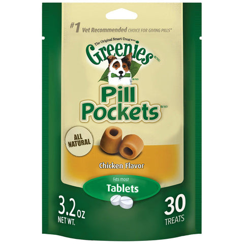 GREENIES - Pill Pockets Tablets Dog Treats Chicken Flavor - 30 Treats (3.2 oz./90 g)